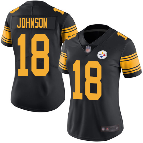 Women Pittsburgh Steelers Football 18 Limited Black Diontae Johnson Rush Vapor Untouchable Nike NFL Jersey